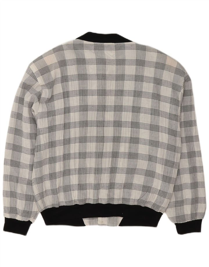 VINTAGE Mens Bomber Jacket UK 42 XL Off White Check