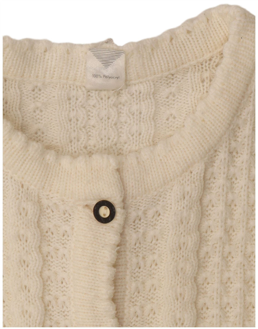 Vintage dame cardigan sweater UK 16 Large White Polyacrylic