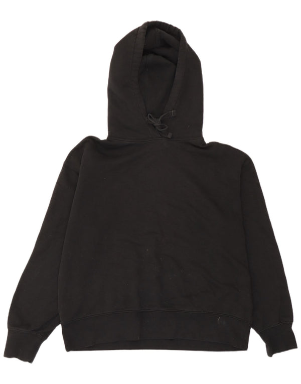 Zara Dame Oversized Hoodie Jumper UK 14 Medium Sort Bomuld