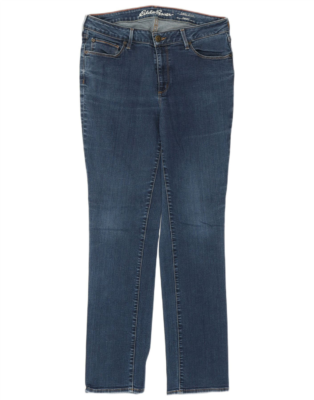 Eddie Bauer Dame Slightly Curvy Straight Jeans US 12 Large W32 L30 Blue