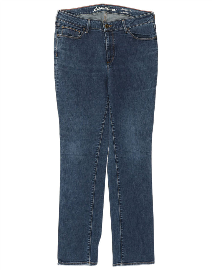 Eddie Bauer Dame Slightly Curvy Straight Jeans US 12 Large W32 L30 Blue