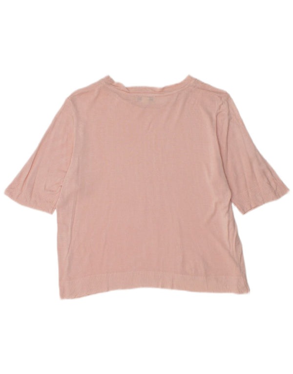 Whistles Womens Crop Kortærmet Boat Neck Jumper Sweater UK 16 Large Pink