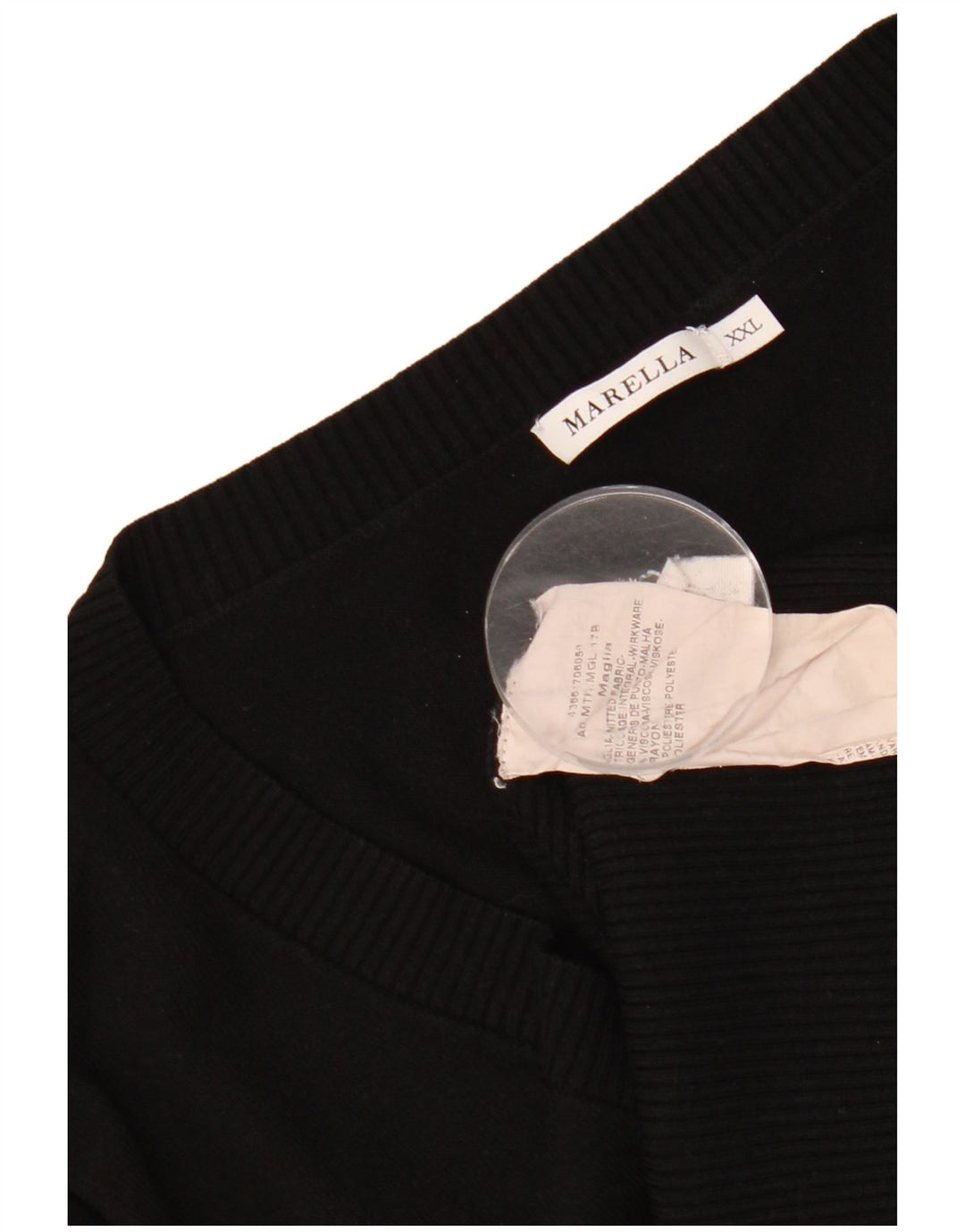 MARELLA Militær V-hals sweater til kvinder UK 20 2XL Sort viskose