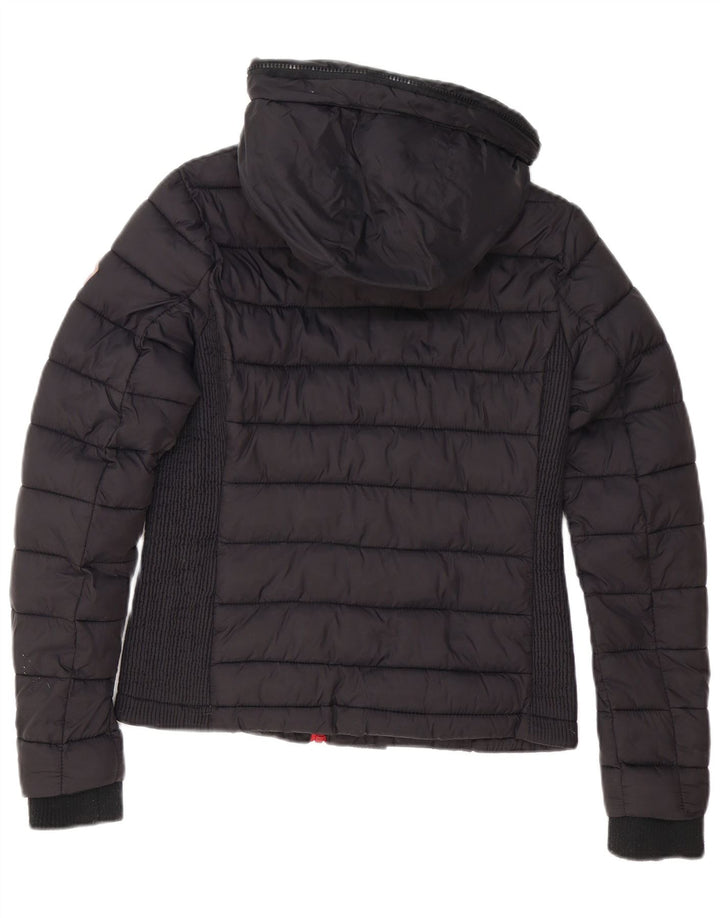 Superdry Polstret hættejakke til kvinder UK 12 Medium Sort Nylon