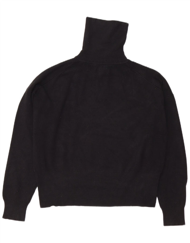 JACK WILLS Dame Oversized Zip Neck Jumper Sweater UK 14 Large Black