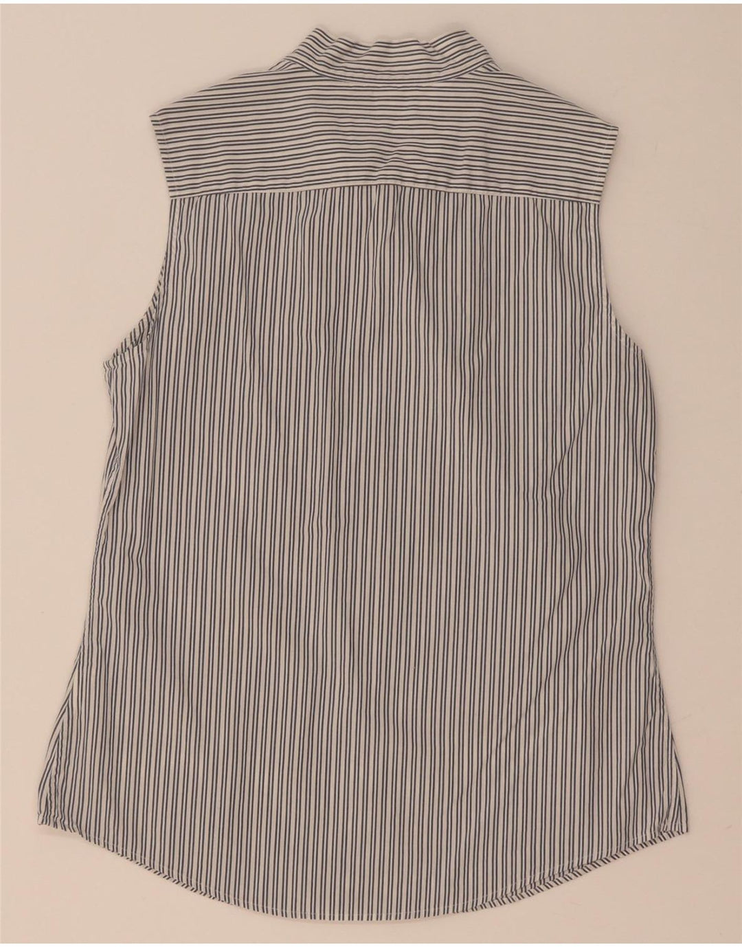 Tommy Hilfiger Dame ærmeløs Front Tie Shirt US 8 Medium Grey Pinstripe