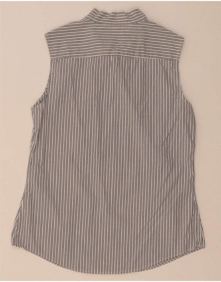 Tommy Hilfiger Dame ærmeløs Front Tie Shirt US 8 Medium Grey Pinstripe