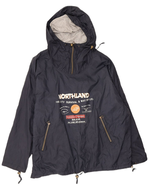 Northland Herre Loose Fit Grafisk Hooded Anorak Jacket UK 40 Large Navy Blue