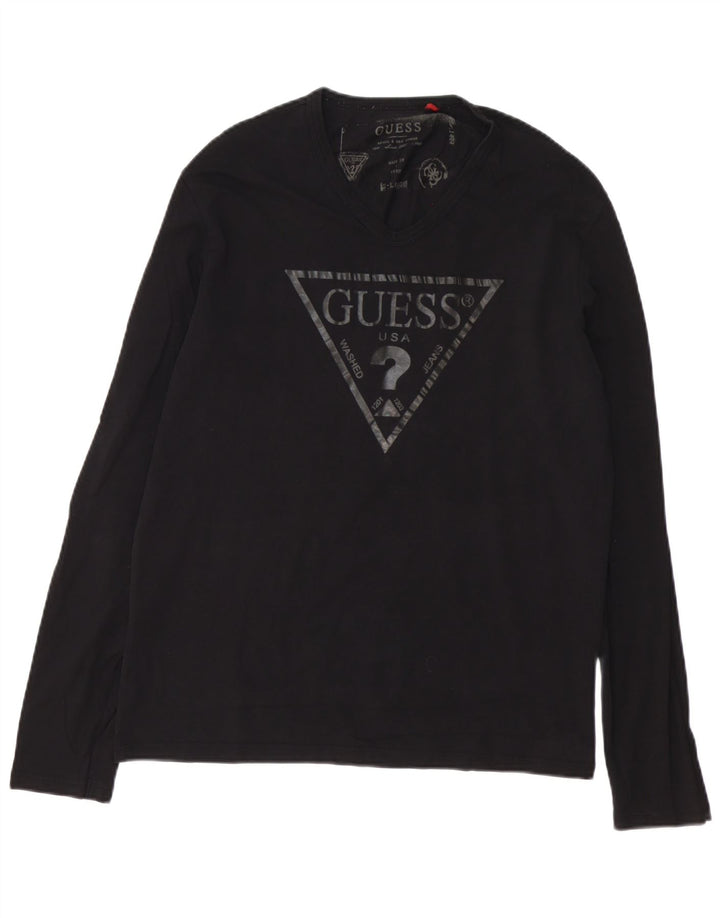Guess Herre grafisk top langærmet XL sort bomuld
