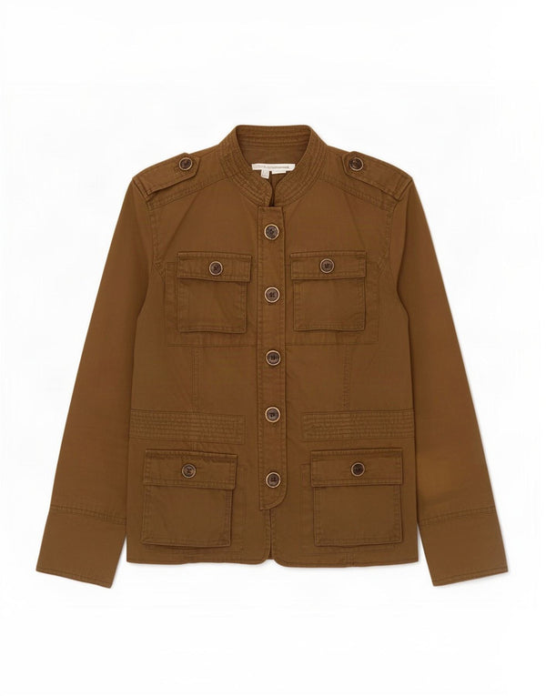 Zara Militærjakke til kvinder UK 10 Small Khaki Bomuld