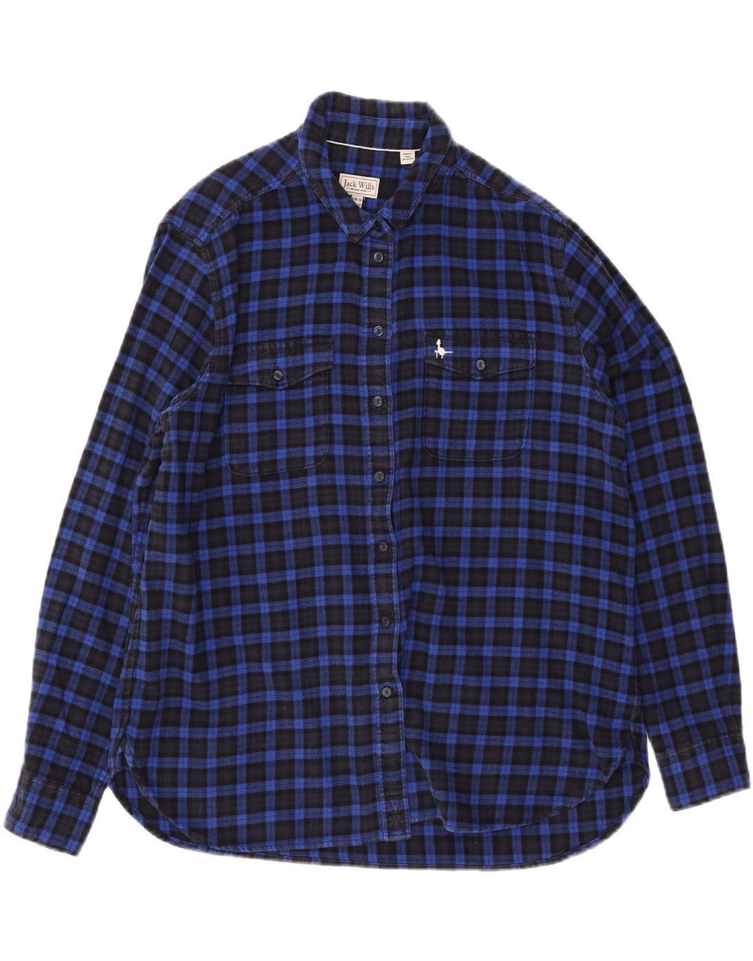JACK WILLS Dame flannel skjorte UK 14 Stor marineblå ternet bomuld