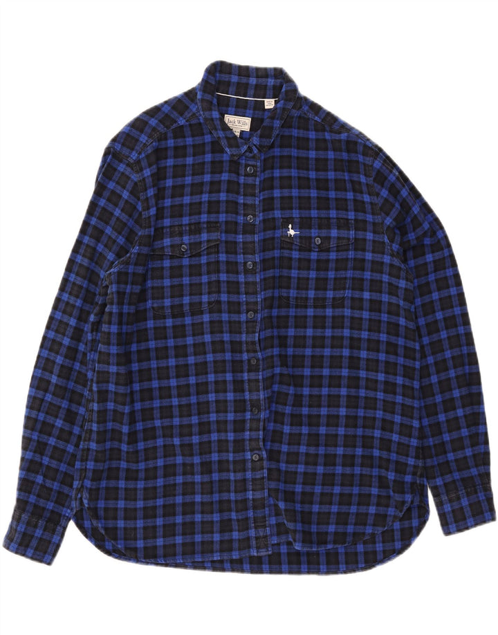 JACK WILLS Dame flannel skjorte UK 14 Stor marineblå ternet bomuld