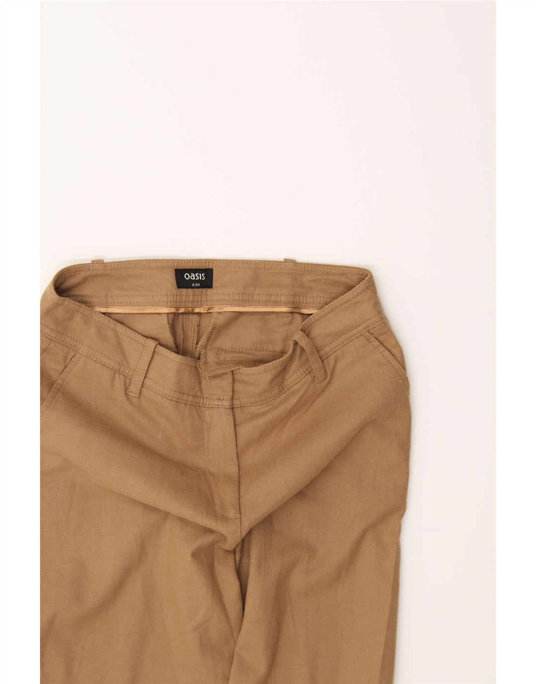 OASIS Womens Straight Chino Trousers UK 8 Small W34 L31  Brown Polyester Vintage Oasis and Second-Hand Oasis from Messina Hembry 