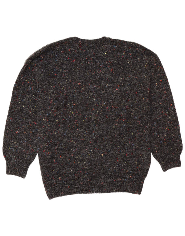 Vintage Mens Crew Neck Jumper Sweater Large Black Flecked