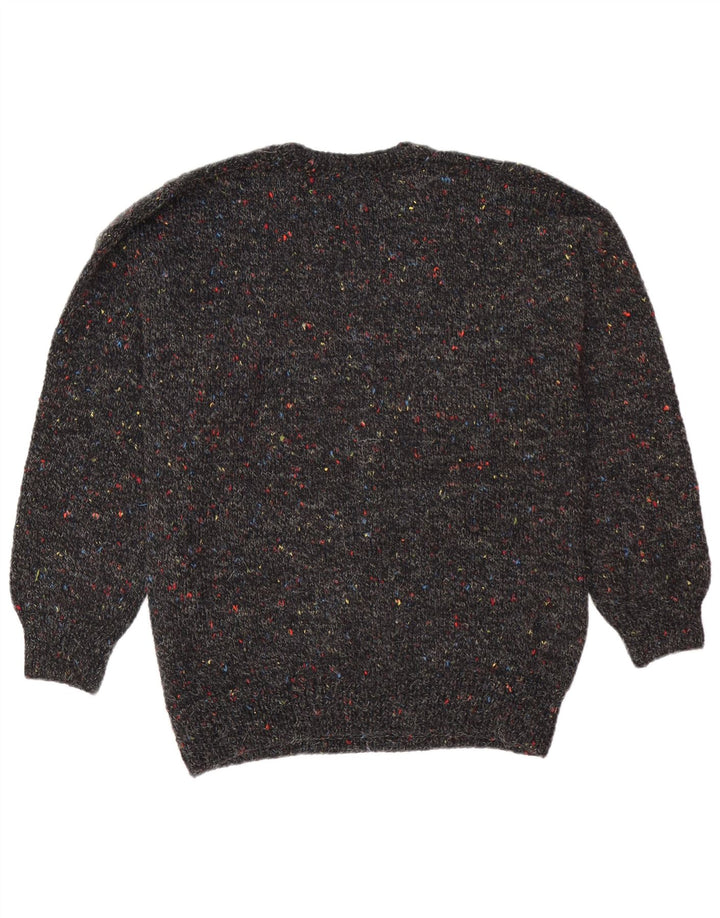 Vintage herre rund hals sweater stor sort flækket
