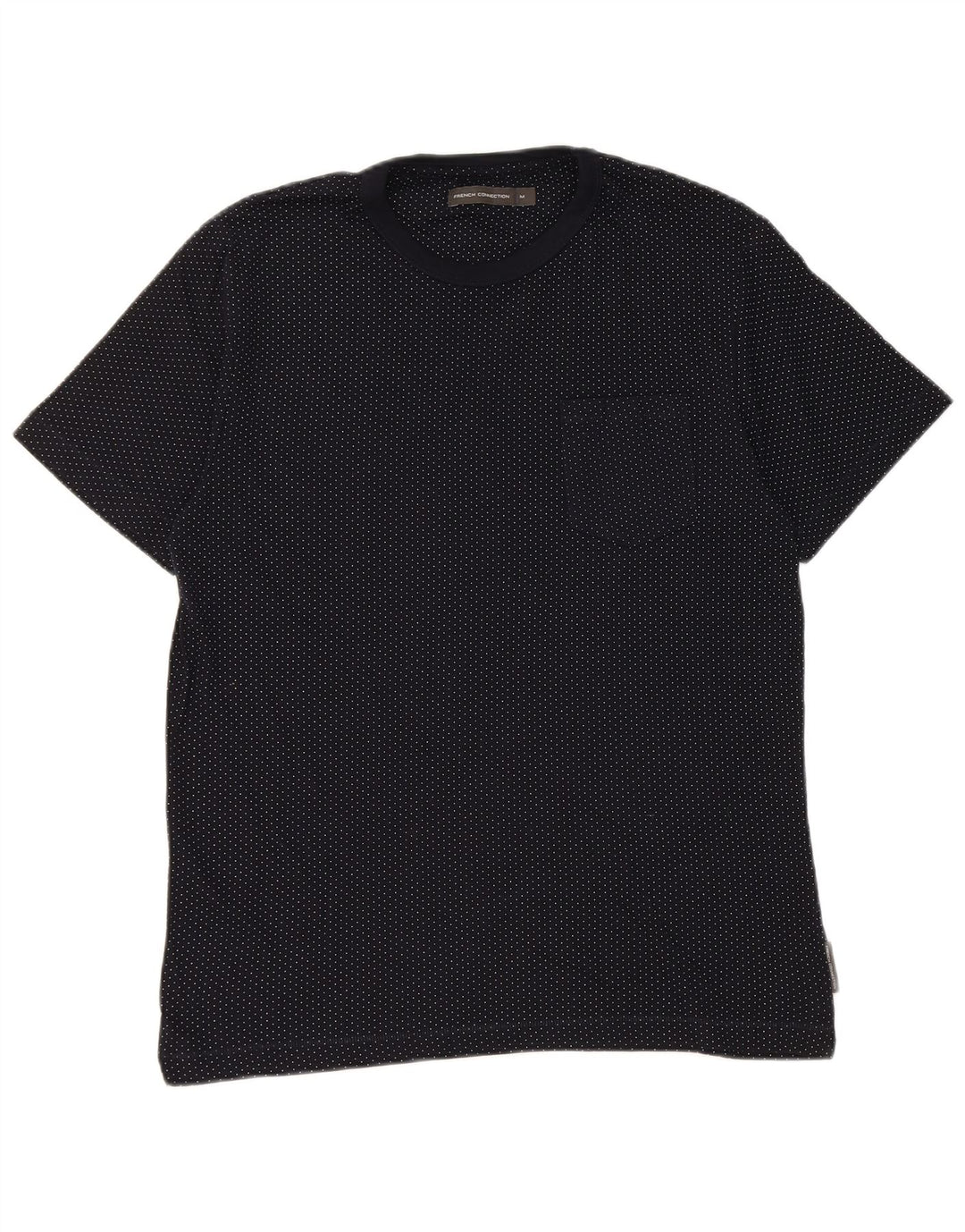 French Connection Herre T-Shirt Top Medium Marineblå Plettet Bomuld