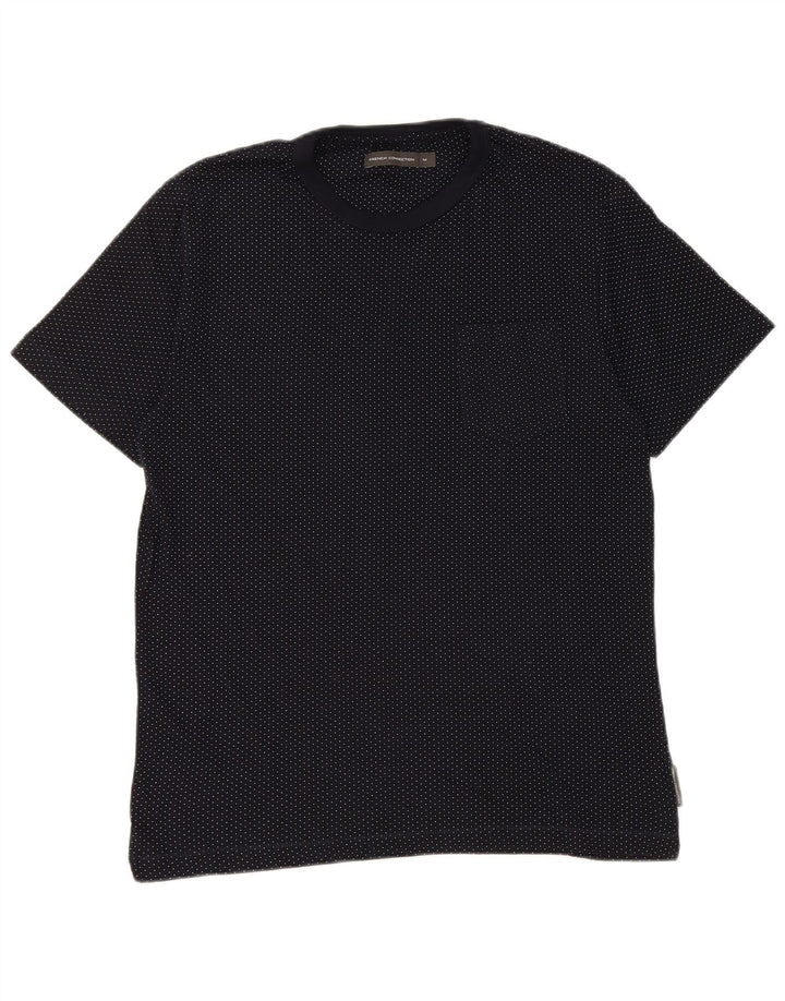 French Connection Herre T-Shirt Top Medium Marineblå Plettet Bomuld