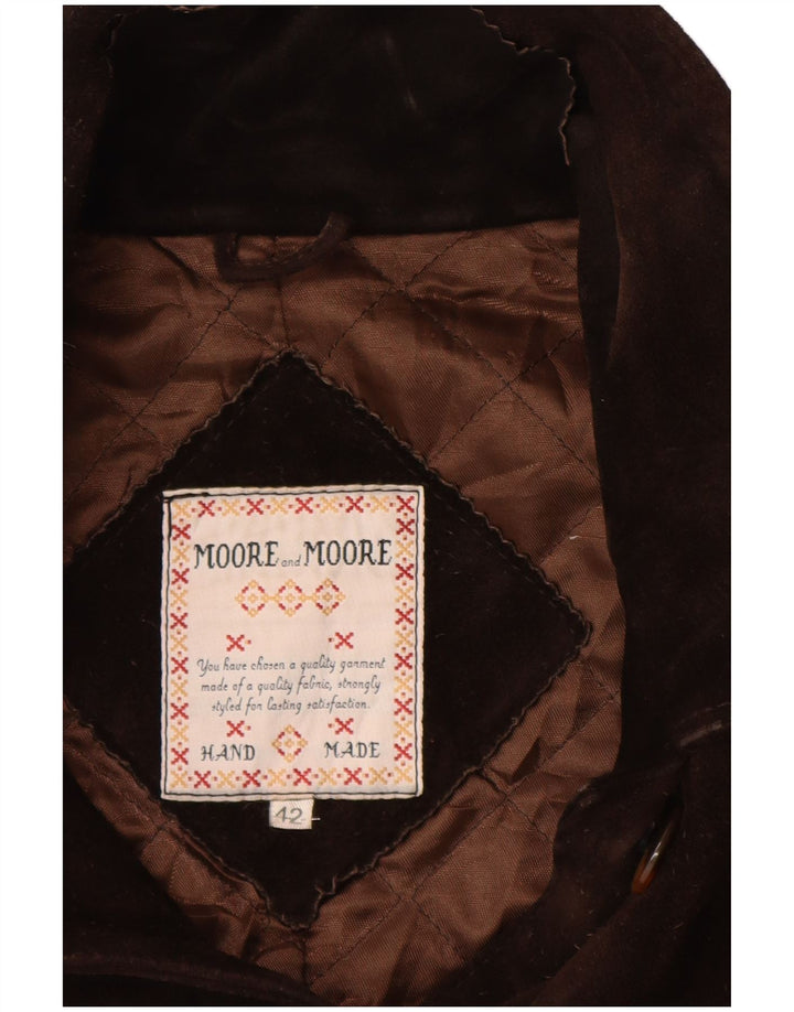 VINTAGE Dame ruskindsjakke IT 42 Medium Brun Læder
