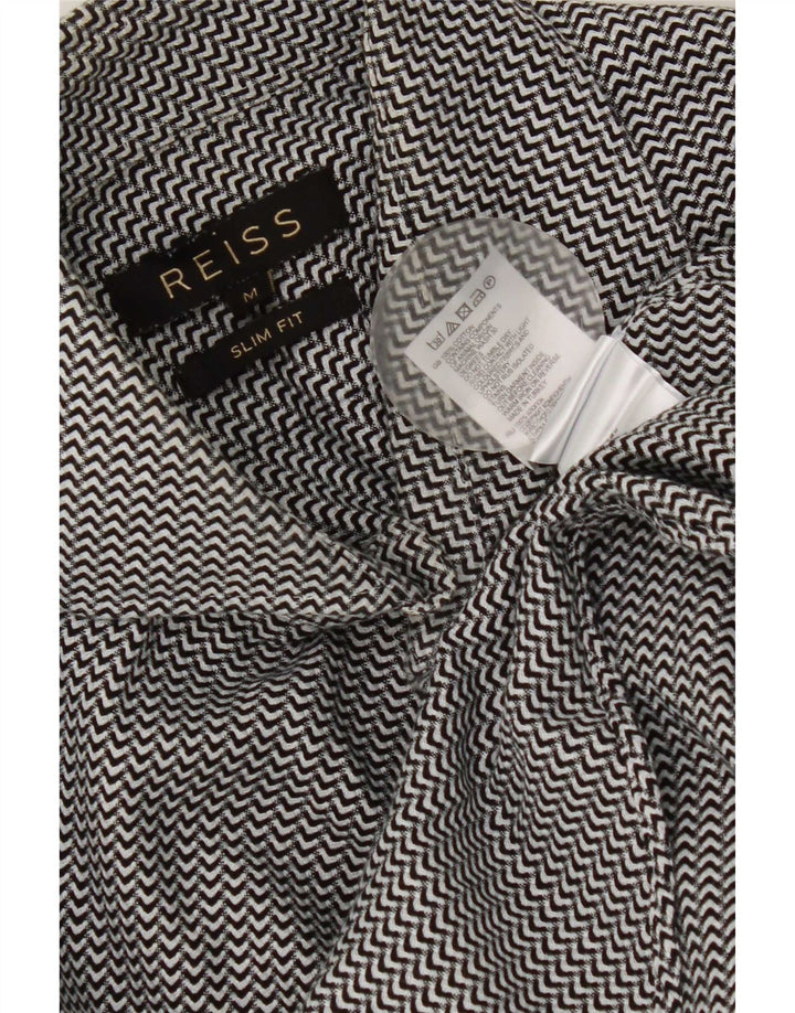 Reiss Herre Slim Fit skjorte Medium Sort Chevron Bomuld