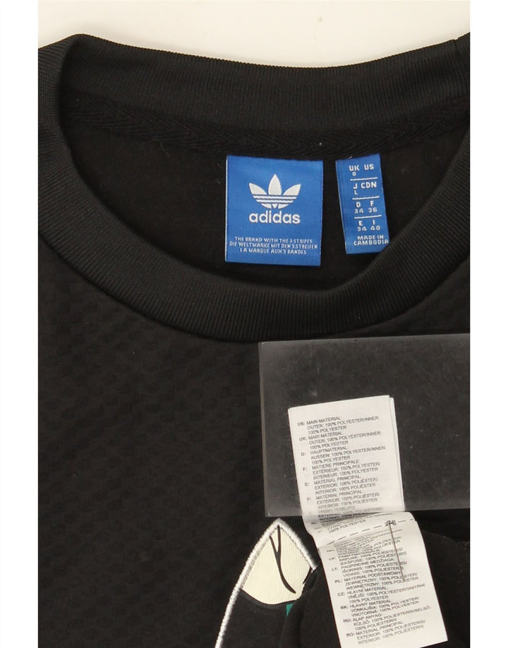 Adidas Dame Grafisk Sweatshirt Jumper UK 8 Lille Sort Geometrisk