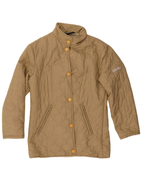 Ellesse Dame Oversized Quiltet Jakke UK 10 Small Beige Polyester