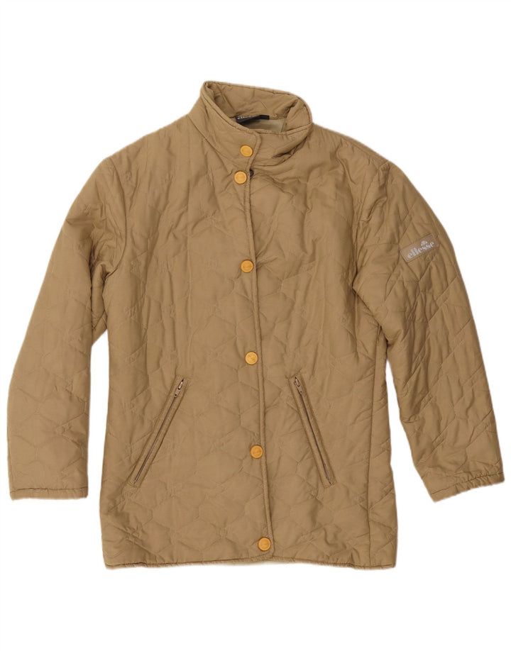 Ellesse Dame Oversized Quiltet Jakke UK 10 Small Beige Polyester