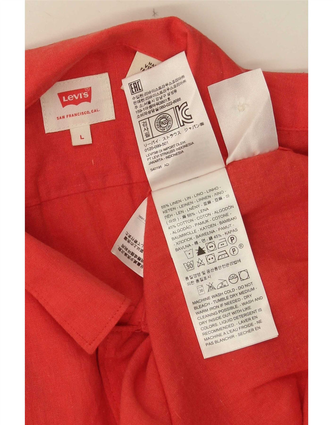 Levi's Kortærmet Herreskjorte Stor rød linned
