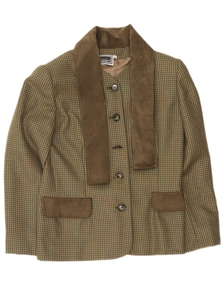 Luisa Spagnoli Dame 5-knaps blazerjakke IT 44 Medium Khaki Houndstooth
