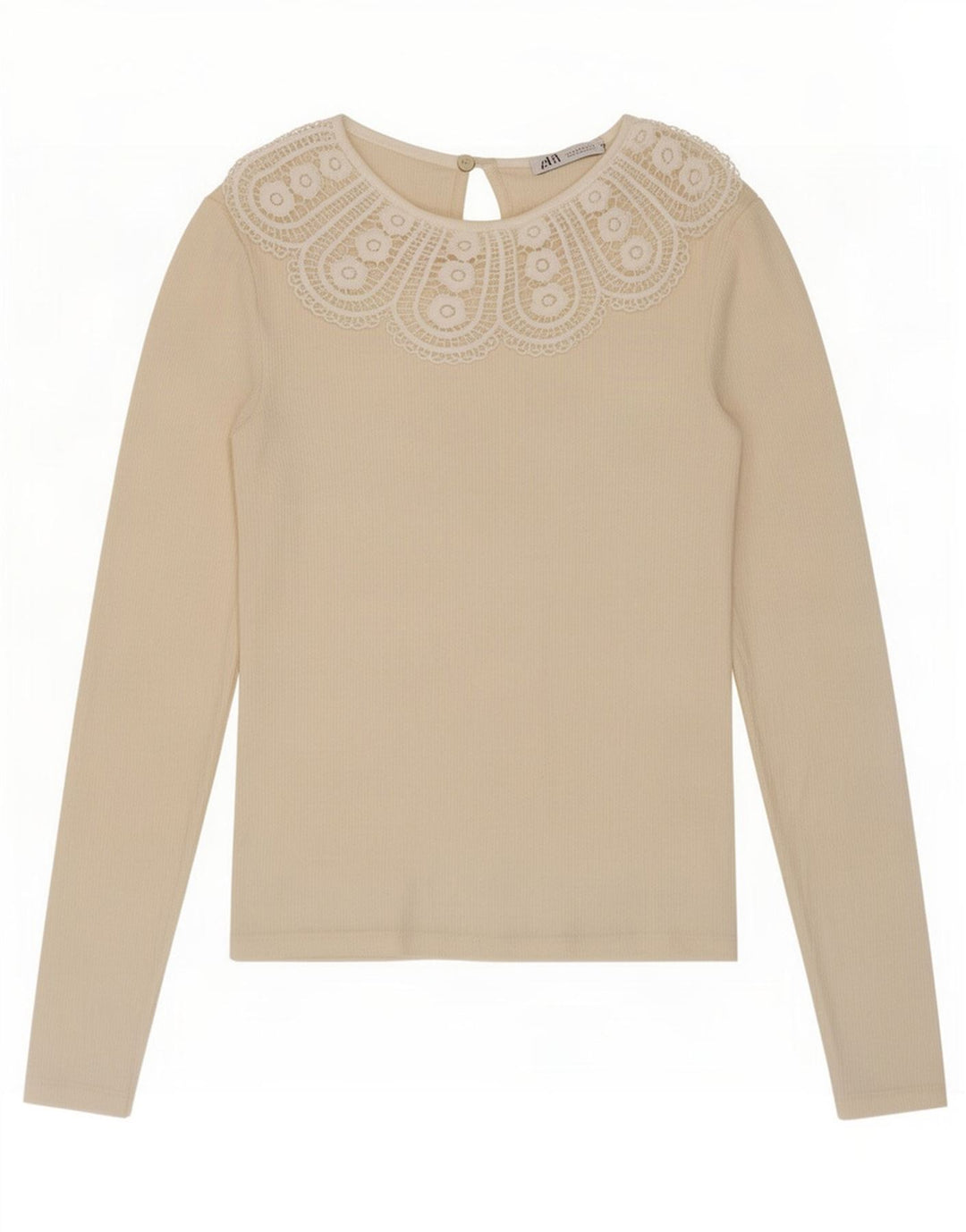 Zara Womens Crop Top Langærmet UK 8 Small Beige