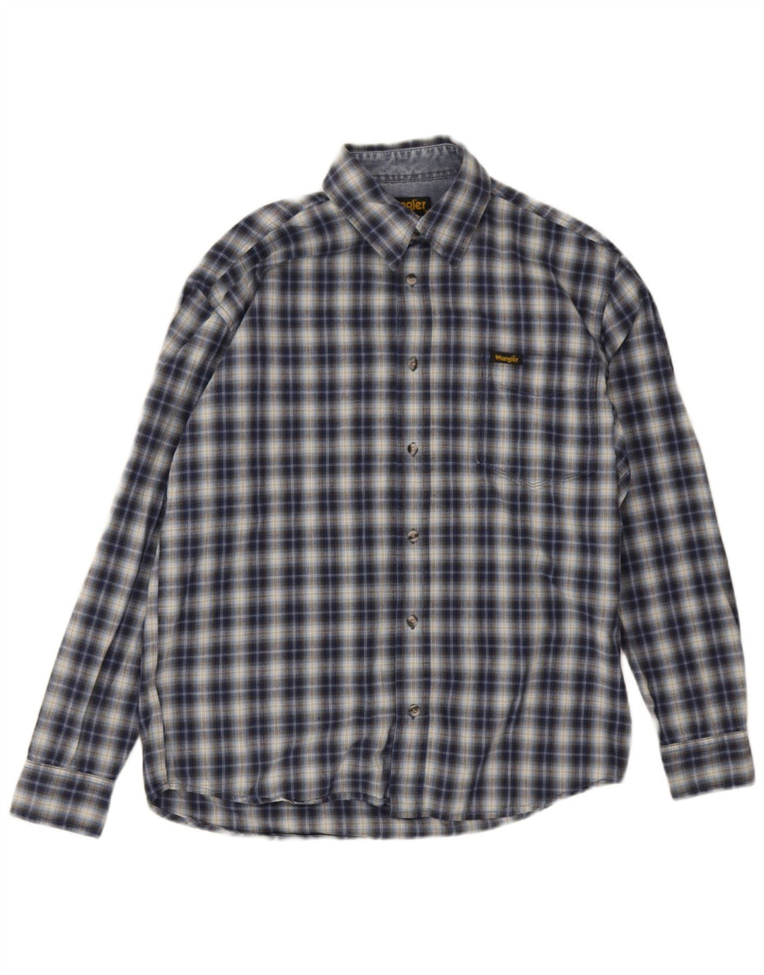 Wrangler herreskjorte medium marineblå ternet bomuld