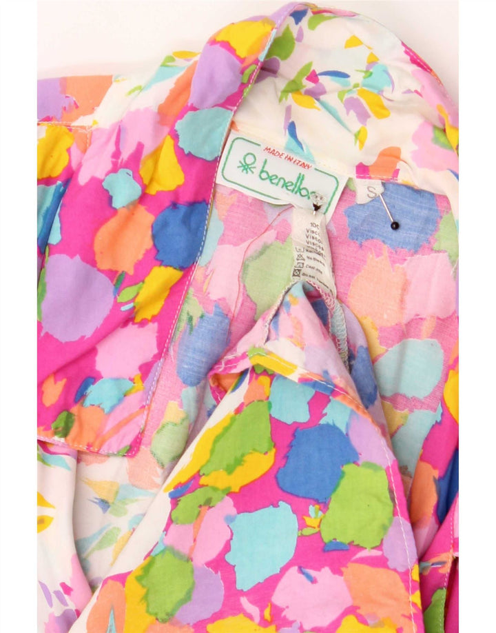 Benetton Womens Abstrakt mønster Skjortebluse UK 10 Small Multicolored