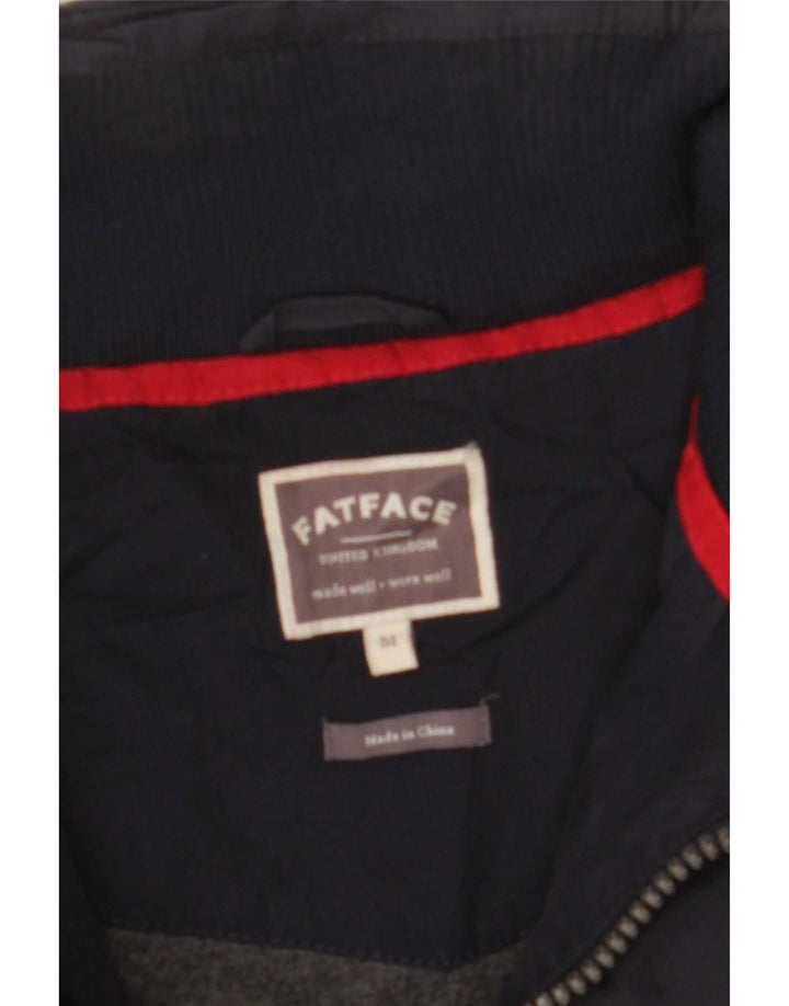 Fat Face Herre Hooded Bomber Jacket UK 38 Medium Navy Blue Polyester