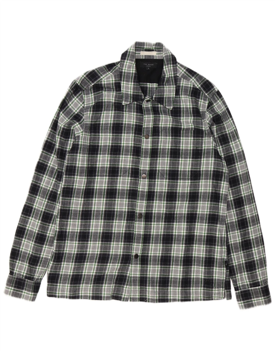 Ted Baker Herre flannelskjorte str. 3 Medium Grøn ternet bomuld