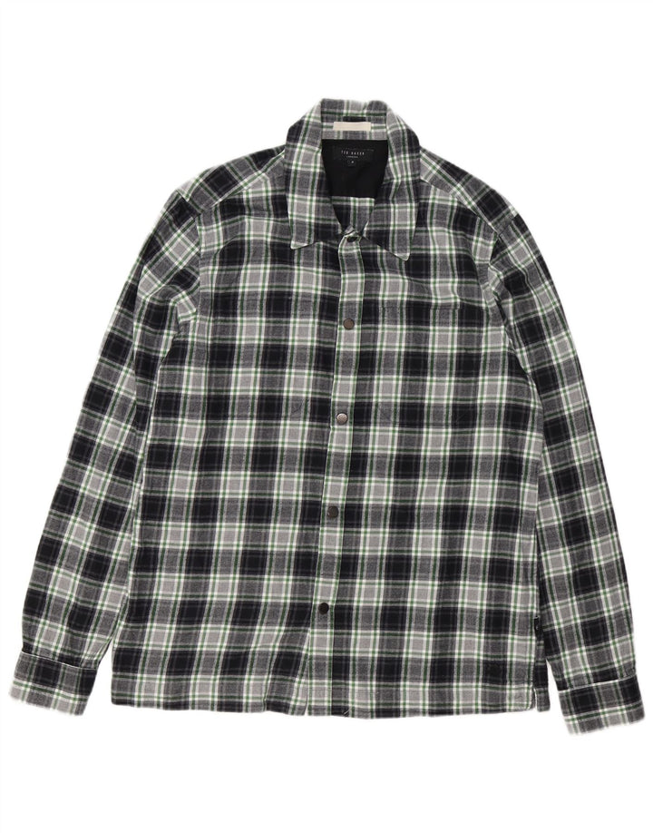 Ted Baker Herre flannelskjorte str. 3 Medium Grøn ternet bomuld