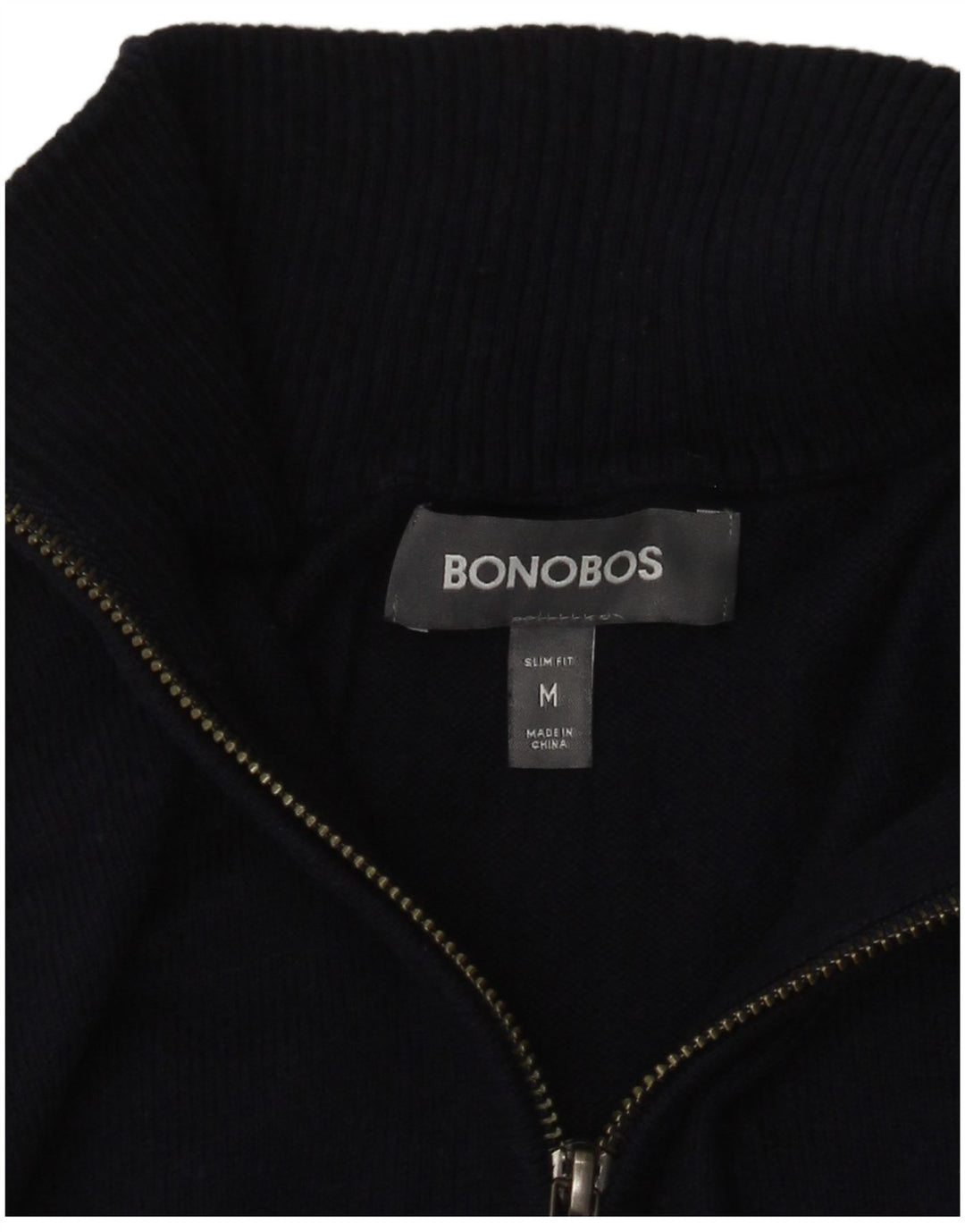 BONOBOS Herre Slim Fit Zip Neck Jumper Sweater Medium Navy Blue
