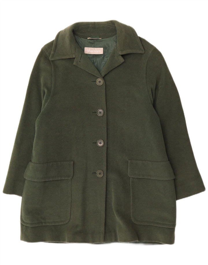 Max Mara Dame Oversized Overfrakke UK 10 Lille Grøn Uld