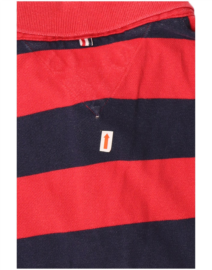 TOMMY HILFIGER Mens Custom Fit Polo Shirt Medium Red Striped Cotton