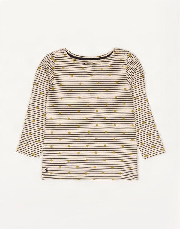 Joules Dame Top 3/4 ærmer UK 12 Medium hvid stribet bomuld
