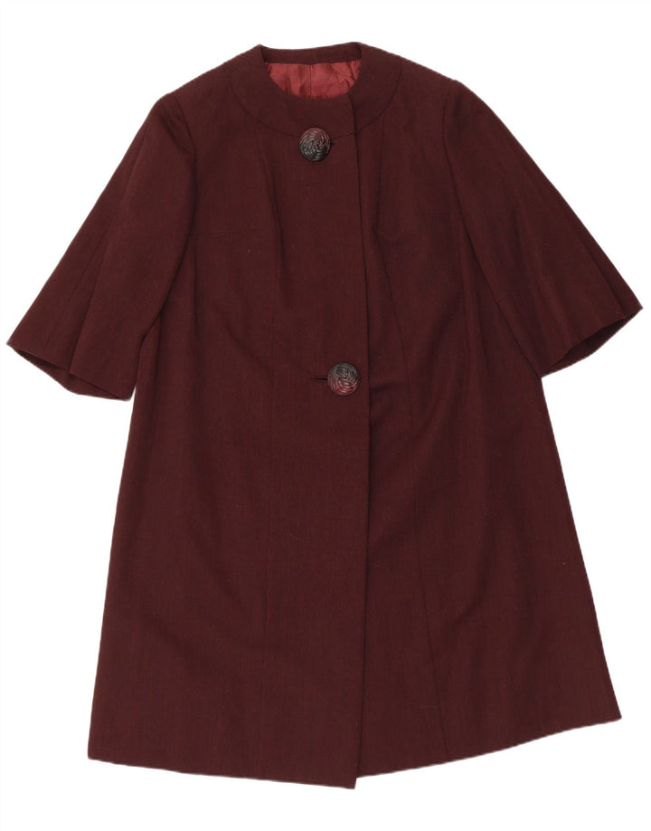 VINTAGE Dame Overfrakke UK 14 Medium Maroon