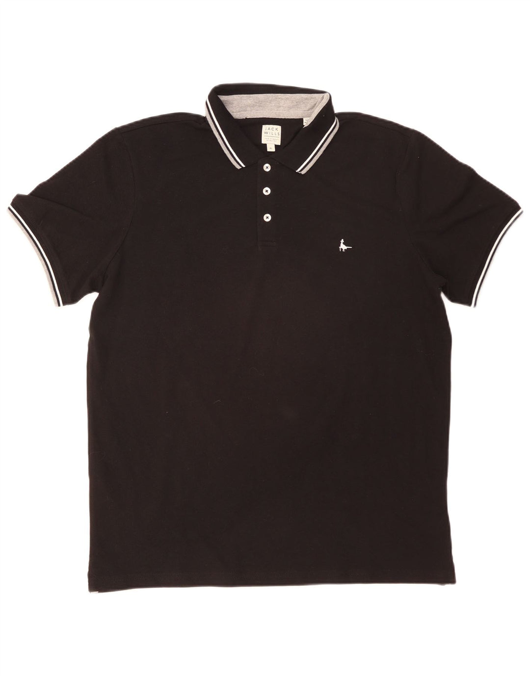 JACK WILLS Poloshirt til mænd XL Sortstribet bomuld