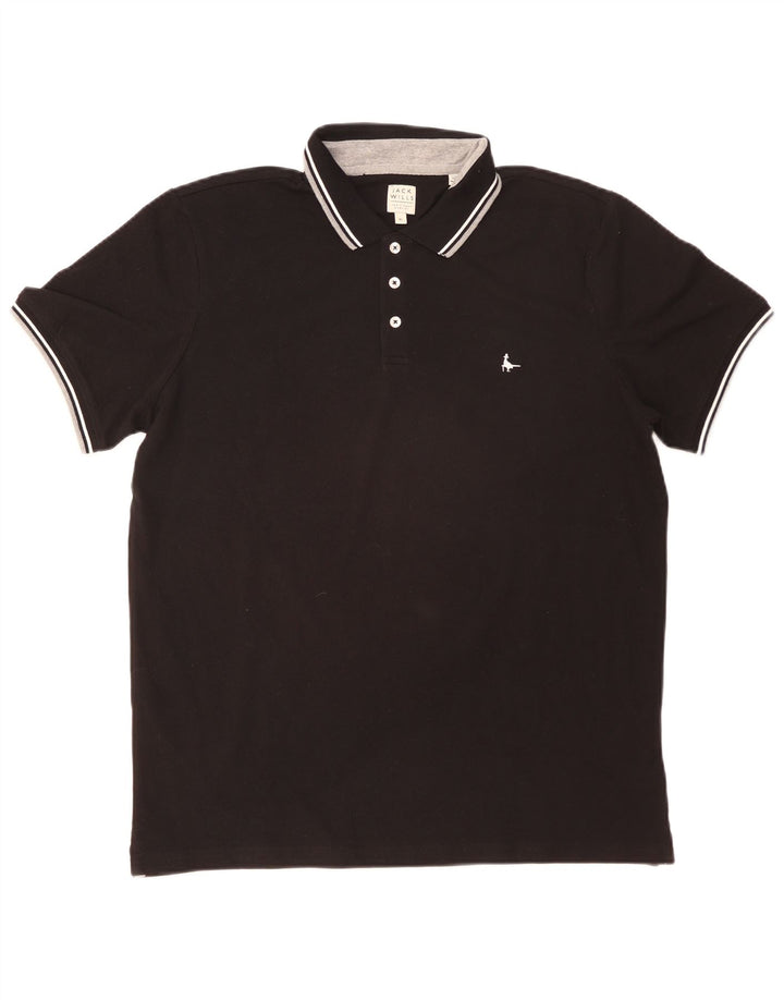 JACK WILLS Poloshirt til mænd XL Sortstribet bomuld