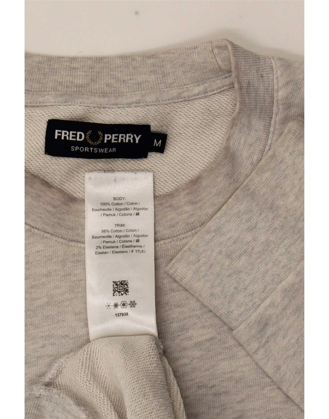 Fred Perry Herre Grafisk Sweatshirt Jumper Medium Grå Bomuld