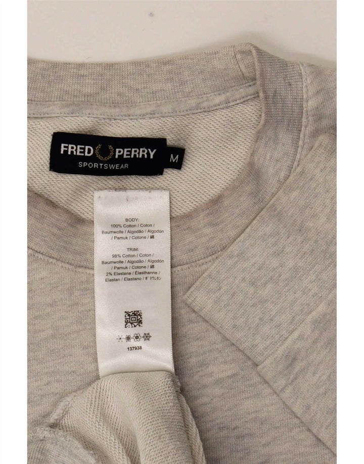 Fred Perry Herre Grafisk Sweatshirt Jumper Medium Grå Bomuld