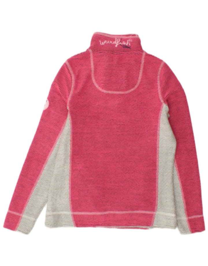 Weird Fish Dame Grafisk Sweatshirt Jumper UK 8 Small Pink Colourblock