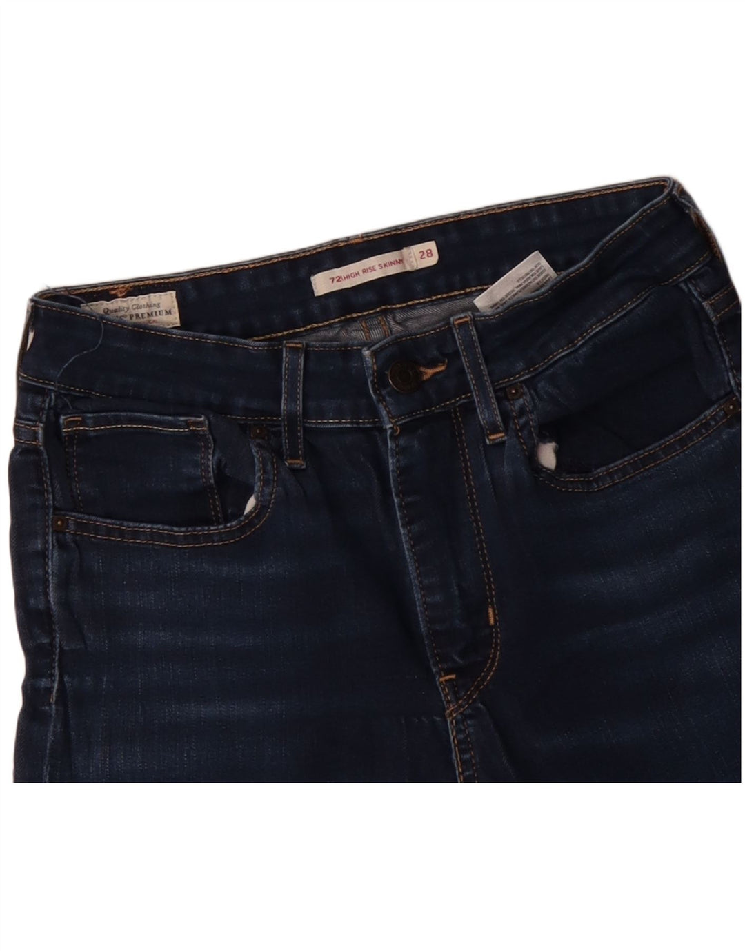 LEVI'S Dame 721 Skinny Jeans med høj talje W28 L28 Marineblå Bomuld