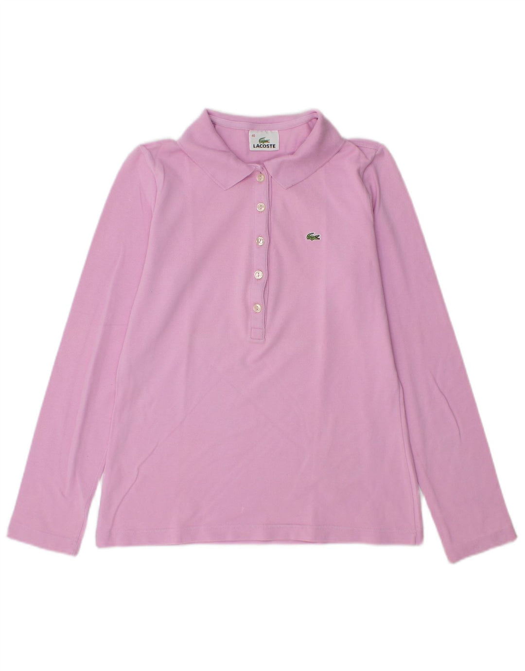 Lacoste langærmet poloshirt til kvinder størrelse 40 Medium Pink Bomuld