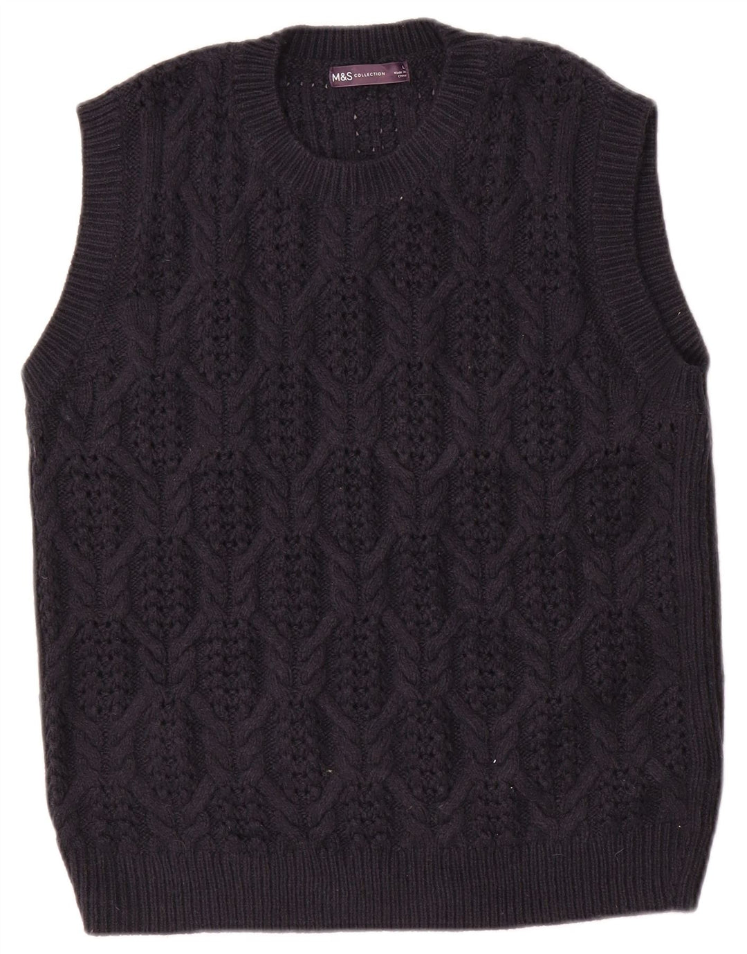 Marks & Spencer Dame Vest Tank Top UK 16 Large Navy Blue Acryl