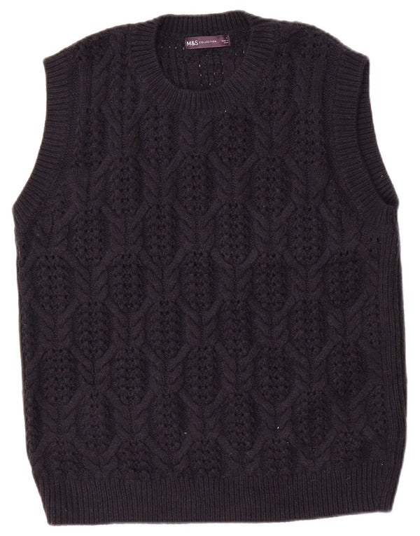 Marks & Spencer Dame Vest Tank Top UK 16 Large Navy Blue Acryl