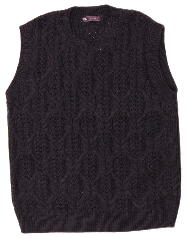 Marks & Spencer Dame Vest Tank Top UK 16 Large Navy Blue Acryl