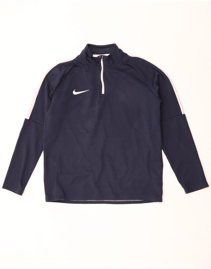 Nike Herre Dri Fit Pullover Træningsdragt Top Medium Navy Blue Colourblock